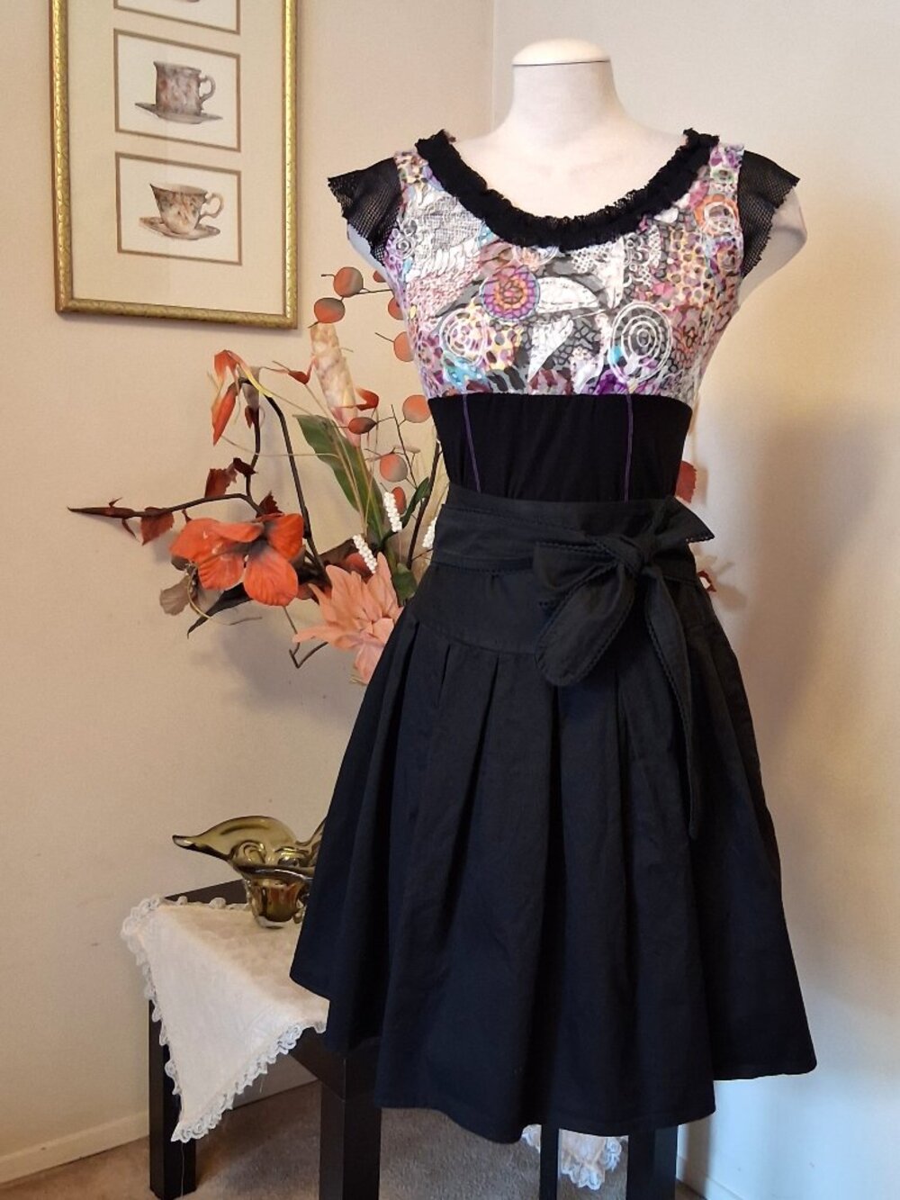New Pleated Lined Black Midi Skirt A-Line Flared High Quality Summer Skirts 10